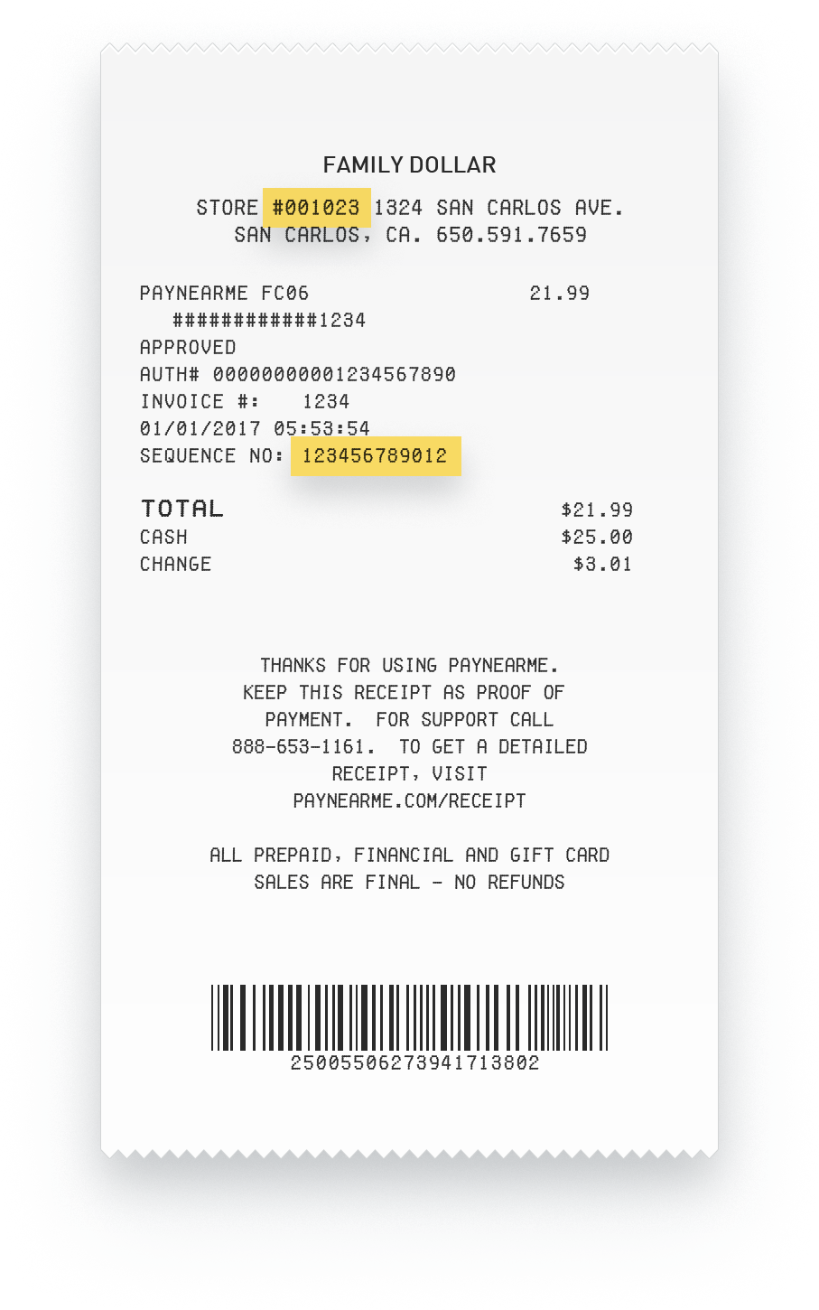 Family Dollar Receipt